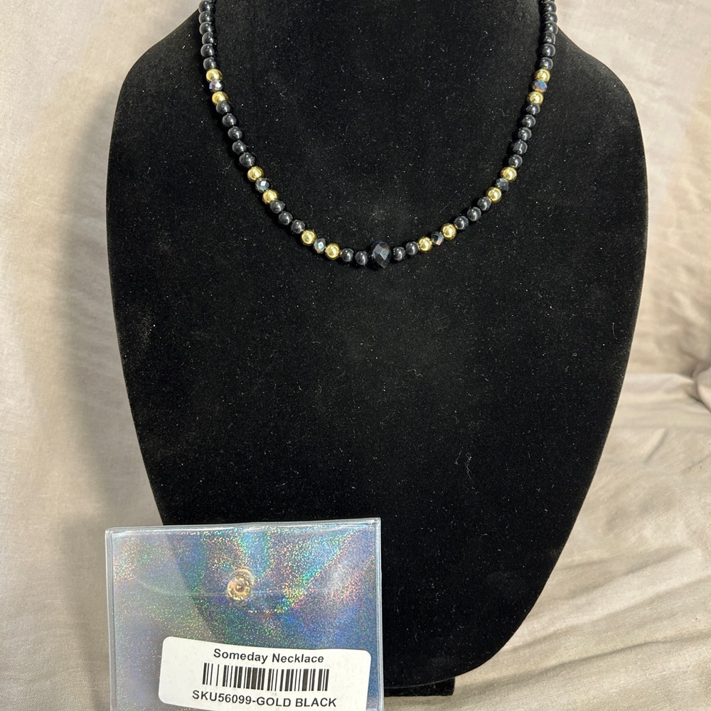 By Alexa Rae Someday Black and Gold Beaded Necklace